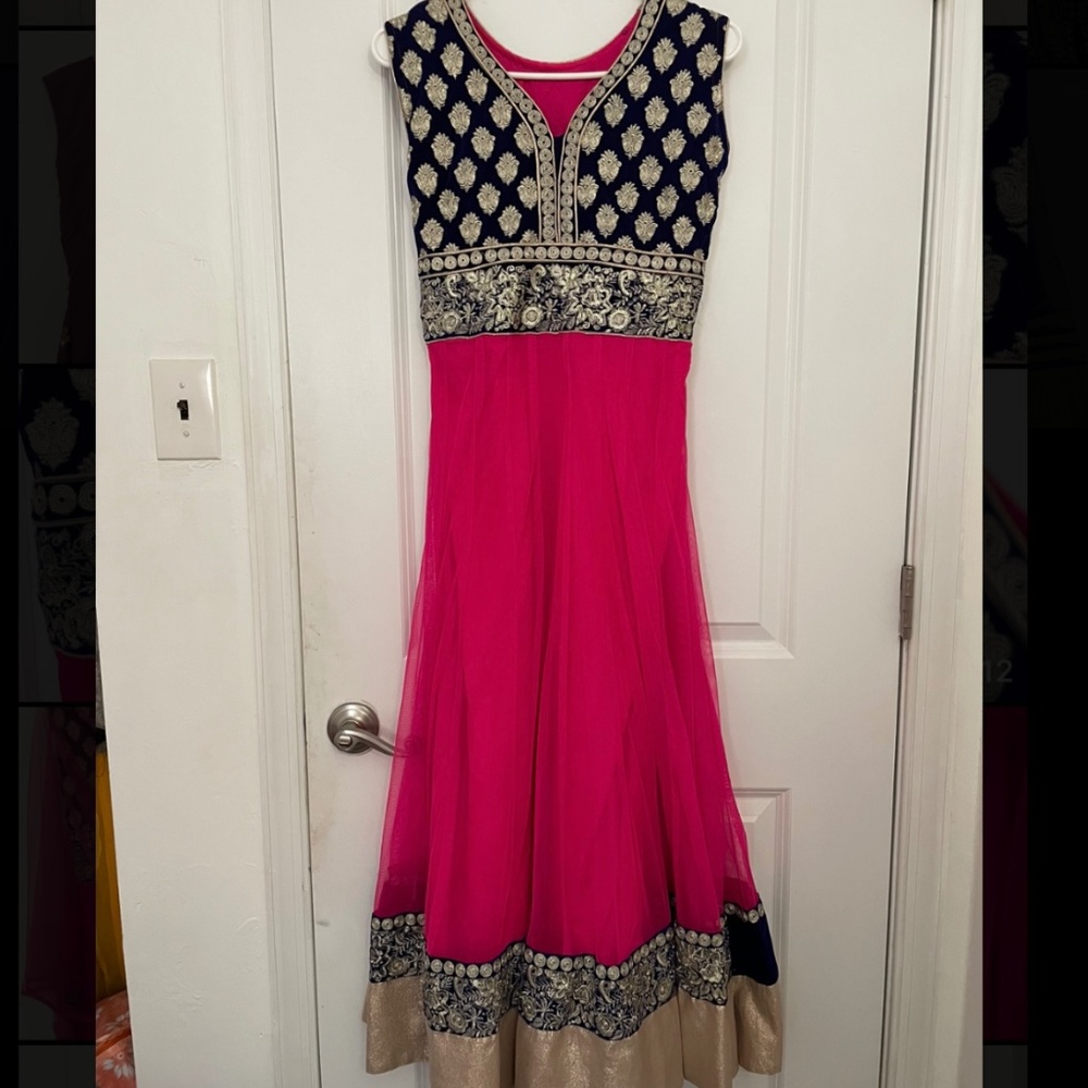 Pink and Blue Anarkali